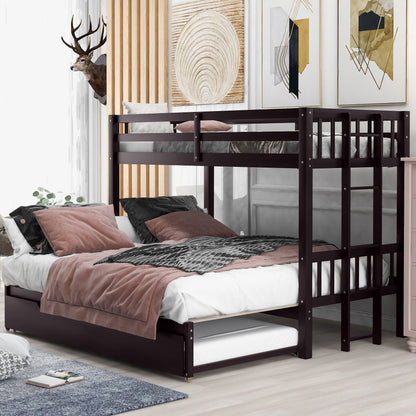 HouseOfZazla Smooth Mobility Bunk Bed With Trundle dark brown metal bunk bed 2 levels on Tampa Home & Garden Store