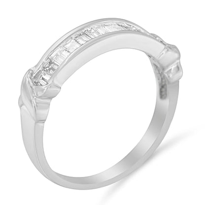 Sterling silver wedding ring with 1/2 Cttw baguette diamonds, channel set X-Station, size 6-1/2 on Tampa Home & Garden Store