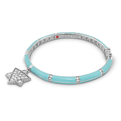Star of David Bangle with turquoise enamel segments and crystal accents by Lauren G Adams on Tampa Home & Garden Store