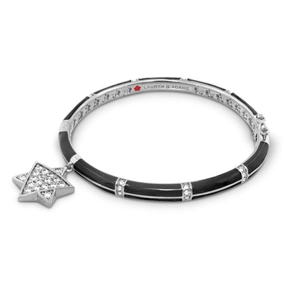 Star of David bangle bracelet in black enamel with crystal accents, Lauren G Adams on Tampa Home & Garden Store