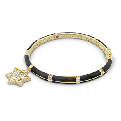 Star of David bangle bracelet gold with black enamel links and pave diamonds by Lauren G Adams on Tampa Home & Garden Store