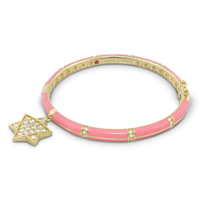 Star of David bangle pink enamel with gold accents and a diamond star charm by Lauren G Adams on Tampa Home & Garden Store