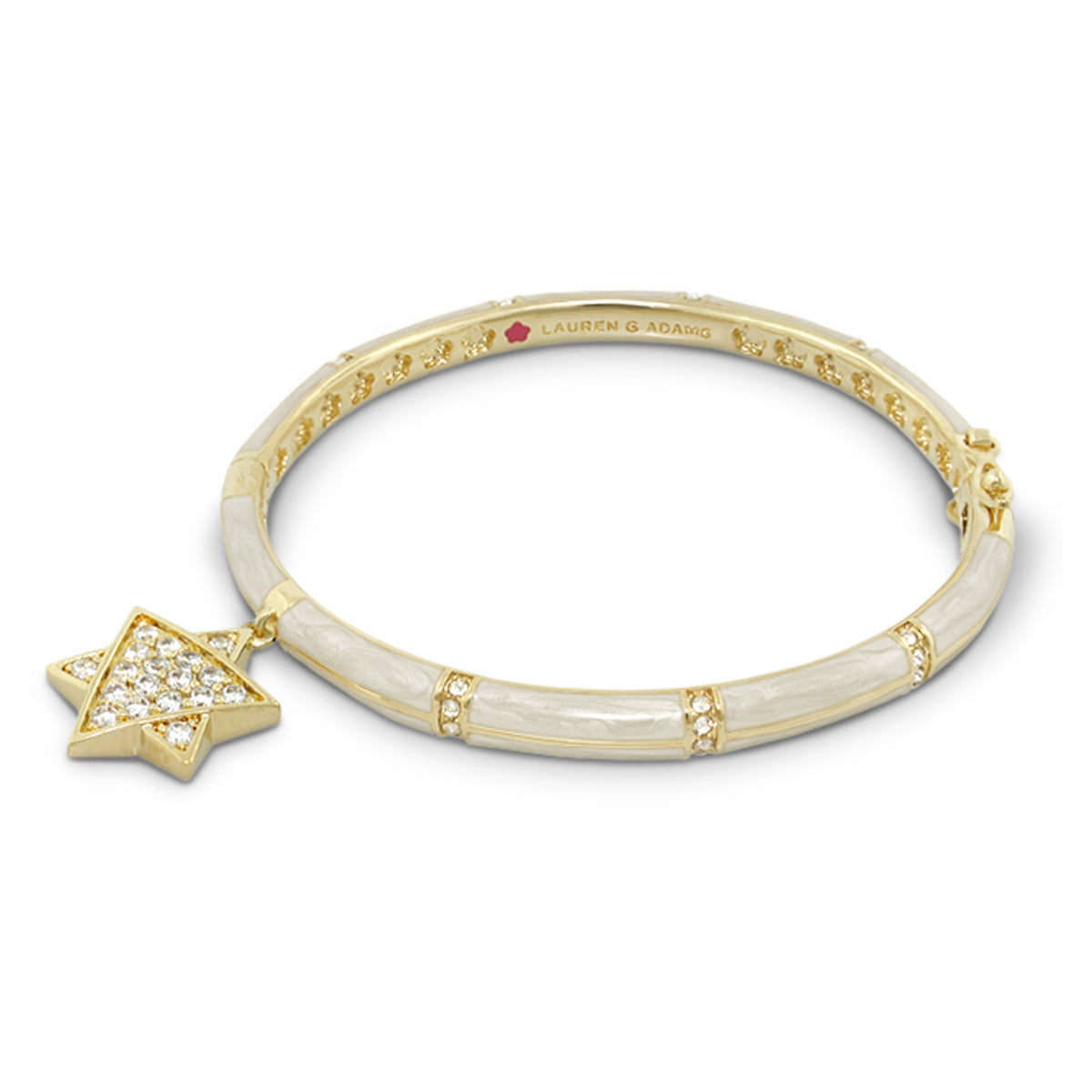 Star of David Bangle by Lauren G Adams, gold-tone bracelet with white enamel segments on Tampa Home & Garden Store