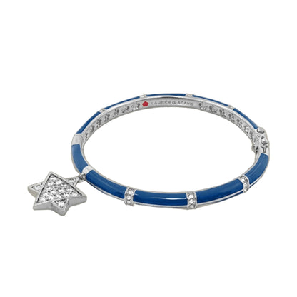 Star of David Bangle bracelet by Lauren G Adams, blue enamel with pavé diamond accents on Tampa Home & Garden Store