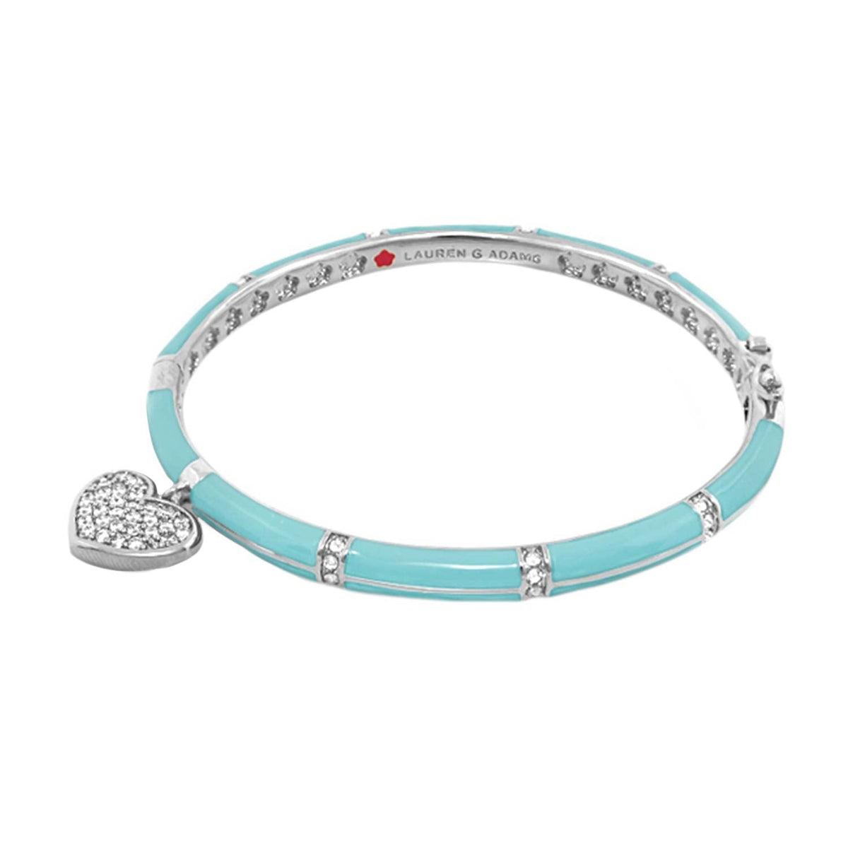 Charming 2 Pave Heart Bangle bracelet turquoise enamel with pave heart charm Lauren G Adams on Tampa Home & Garden Store