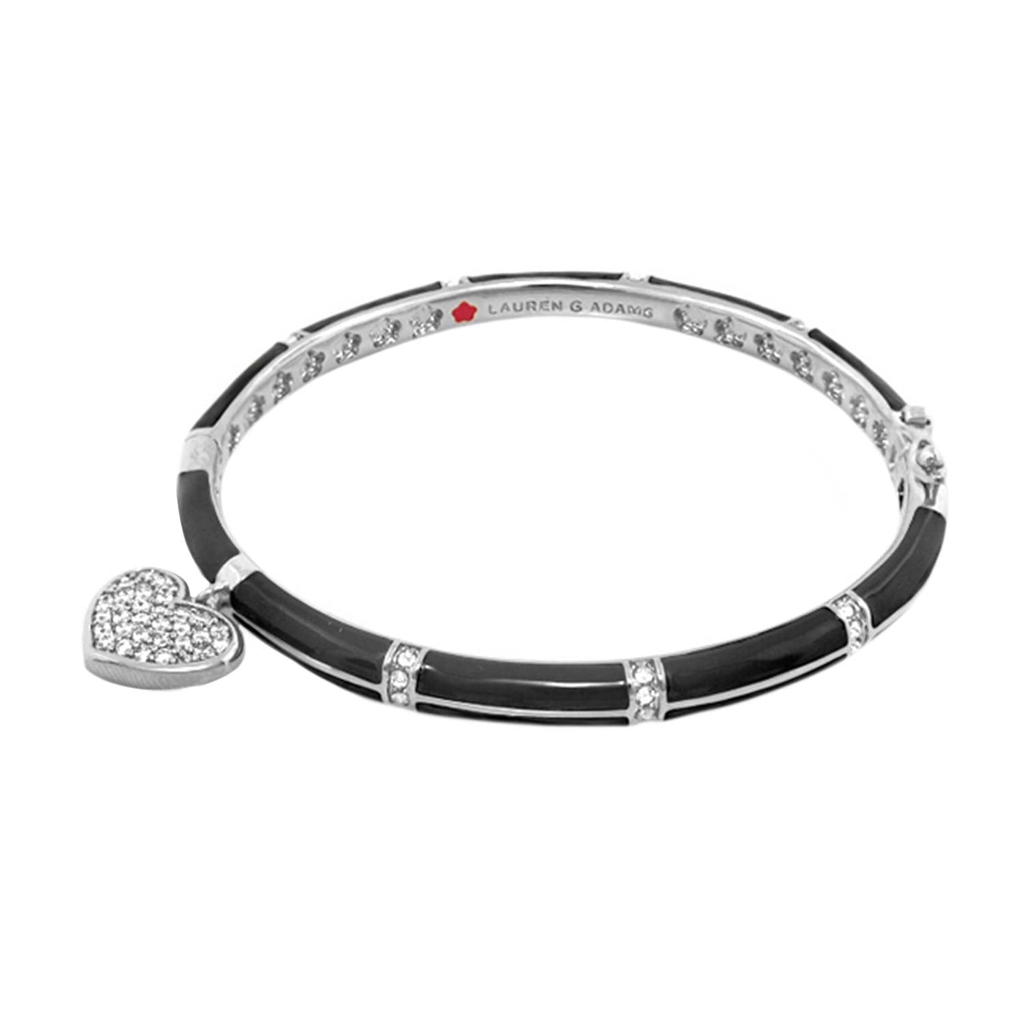 Charming 2 Pave Heart Bangle bracelet with black enamel links and pave crystals Lauren G Adams on Tampa Home & Garden Store