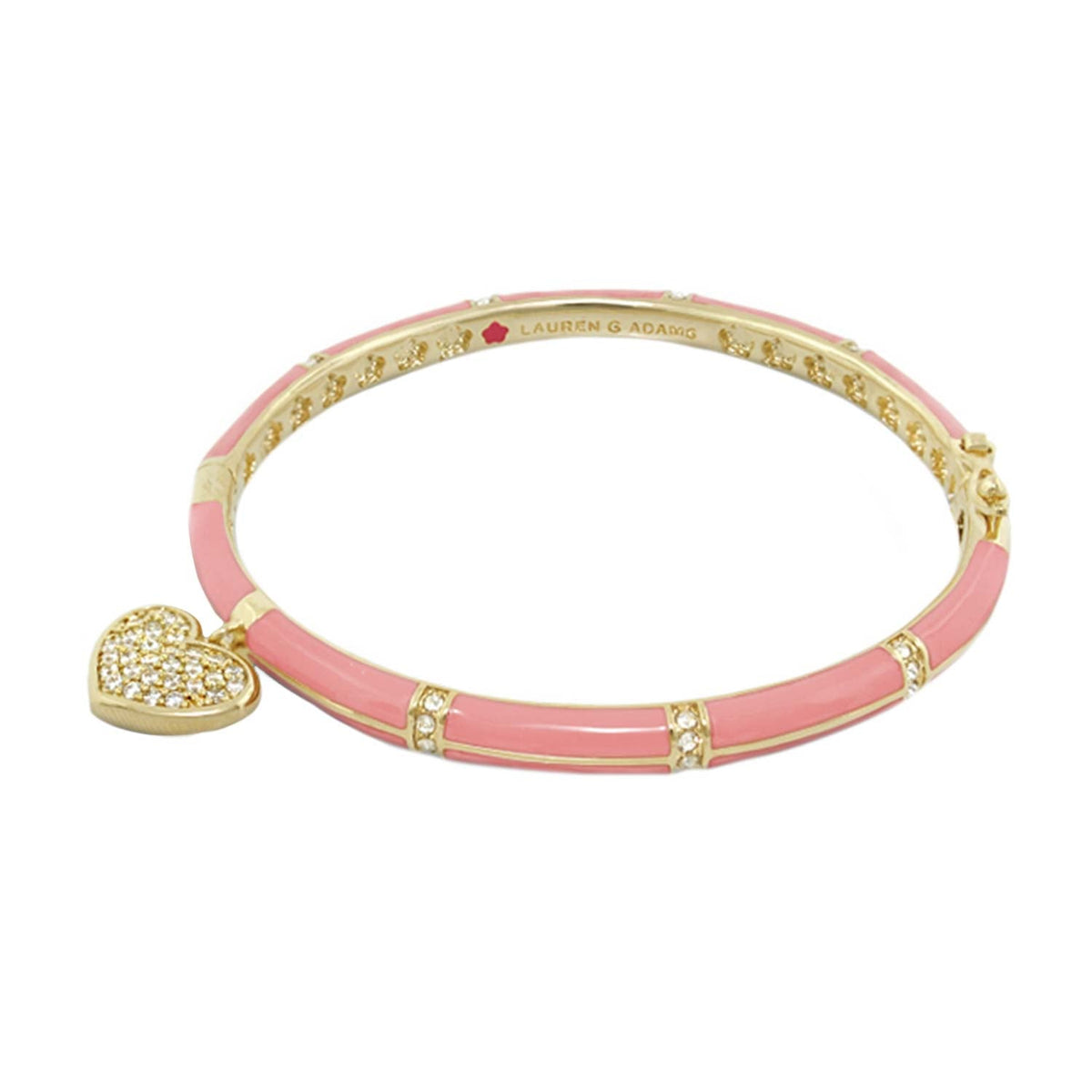 Charming 2 Pave Heart Bangle pink enamel and gold-tone bracelet by Lauren G Adams on Tampa Home & Garden Store