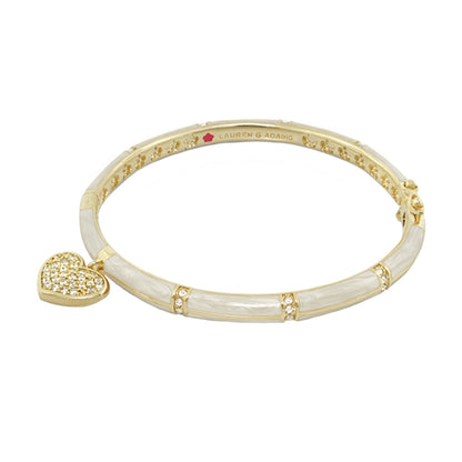 Charming 2 Pave Heart Bangle by Lauren G Adams, gold-tone bracelet with enamel segments on Tampa Home & Garden Store