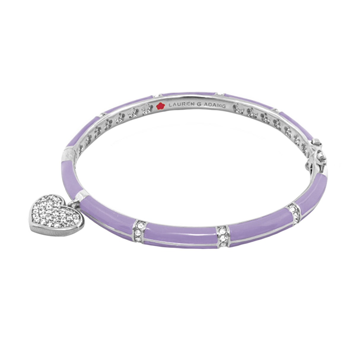 Charming 2 Pave Heart Bangle Lauren G Adams lavender enamel with silver pavé heart charm on Tampa Home & Garden Store