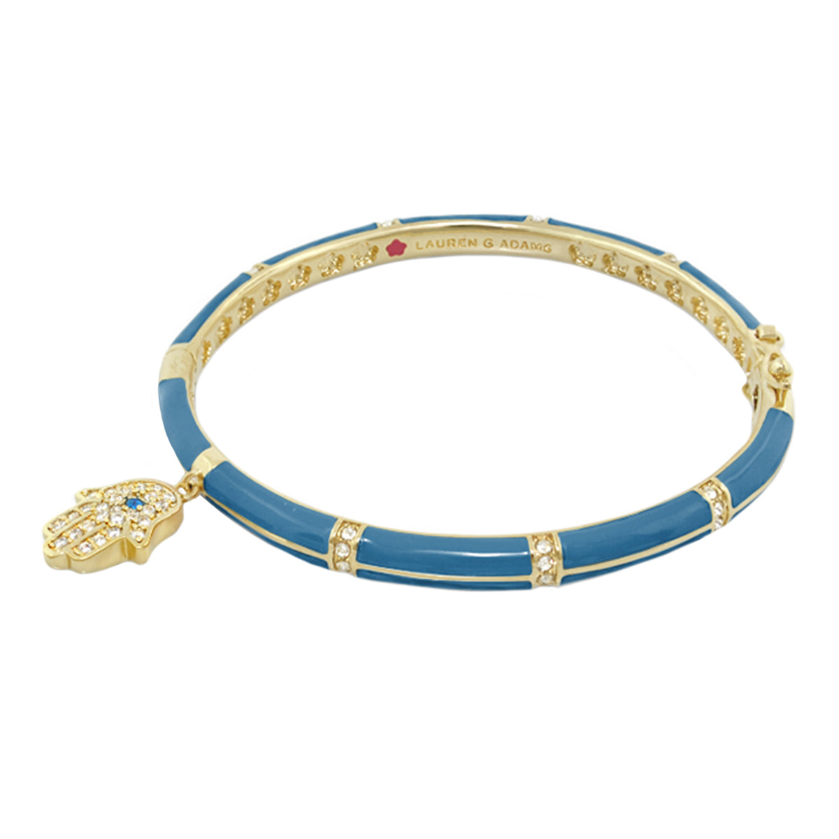 Lucky Hamsa Stackable Bangle blue enamel gold-tone bracelet with Hamsa charm by Lauren G Adams on Tampa Home & Garden Store