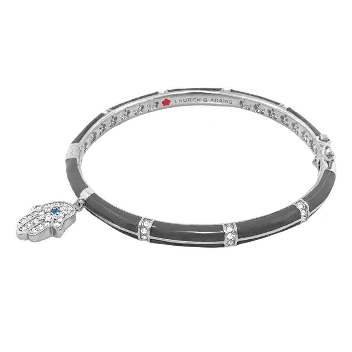 Lucky Hamsa Stackable Bangle by Lauren G Adams with black enamel segments and crystals on Tampa Home & Garden Store