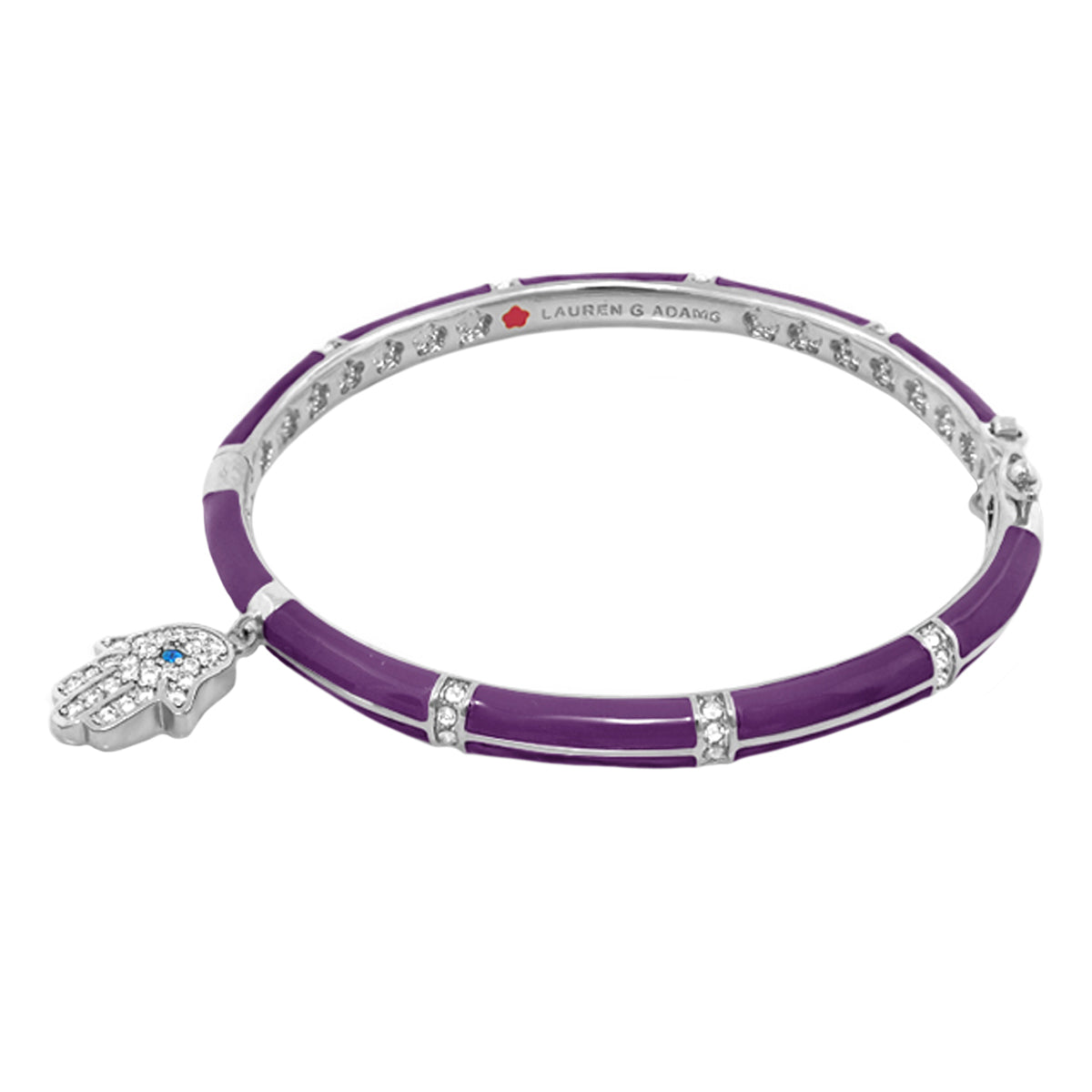 Lucky Hamsa Stackable Bangle bracelet in purple enamel with crystals by Lauren G Adams on Tampa Home & Garden Store