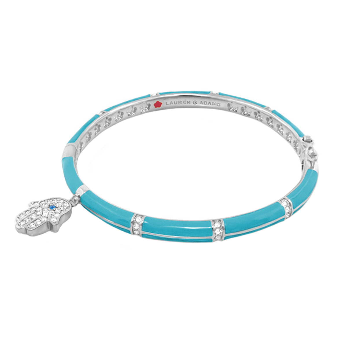 Lucky Hamsa Stackable Bangle turquoise enamel with crystal accents by Lauren G Adams on Tampa Home & Garden Store
