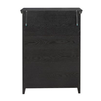 Black modern 5-drawer dresser back view with wood-grain texture HouseOfZazla on Tampa Home & Garden Store