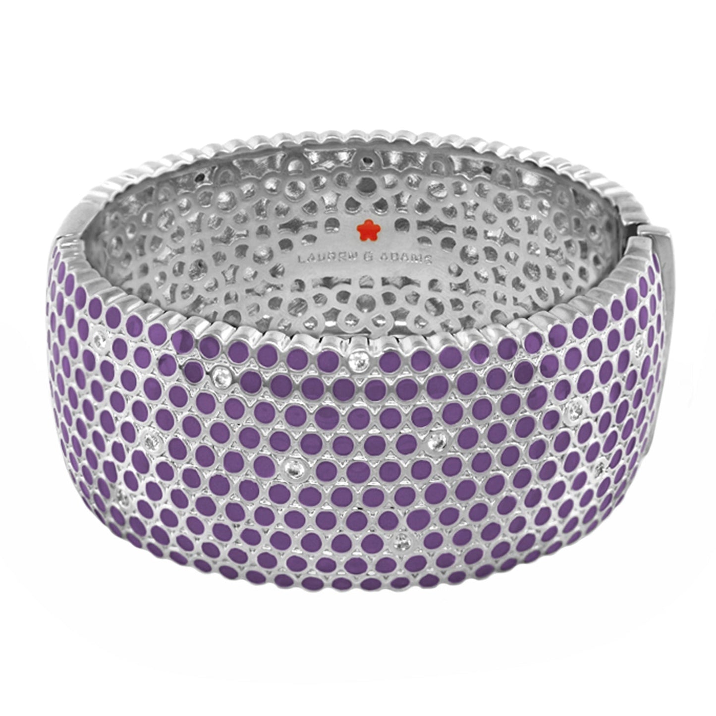 Fun Bubbles Bangle purple enamel dot bracelet, hinged with safety lock by Lauren G Adams on Tampa Home & Garden Store
