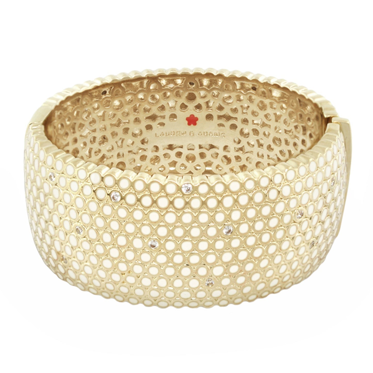 Fun Bubbles Bangle gold-tone hinged bracelet with bubble cutouts and crystals by Lauren G Adams on Tampa Home & Garden Store