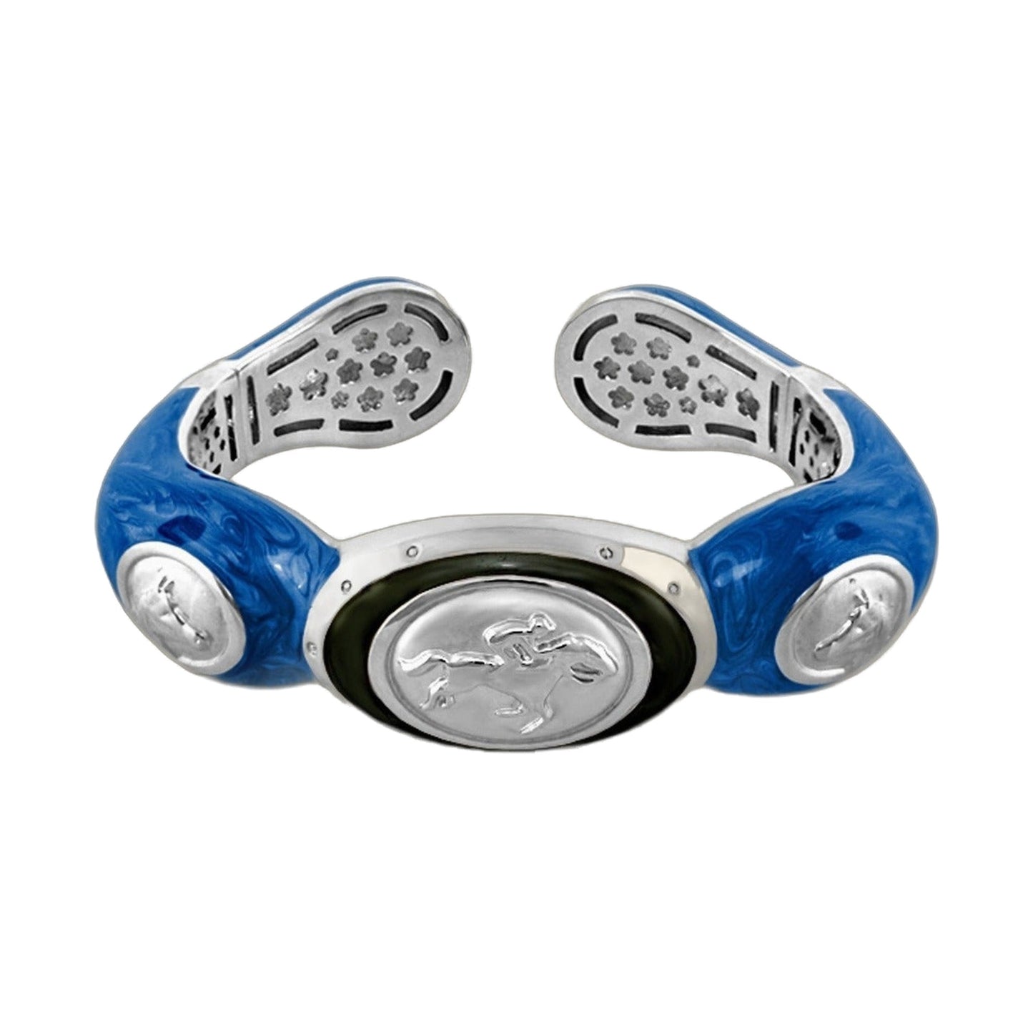 Equestrian Bangle Jockey Medallion blue enamel hinged bracelet by Lauren G Adams on Tampa Home & Garden Store