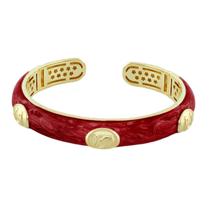 Equestrian Bangle Medallion red enamel with gold interior hinged bracelet by Lauren G Adams on Tampa Home & Garden Store