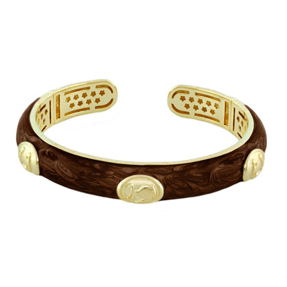 Equestrian Bangle Horse Medallion Lauren G Adams brown leather bracelet gold-tone interior on Tampa Home & Garden Store