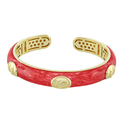 Equestrian Bangle red enamel hinged bracelet with gold-tone horse medallions Lauren G Adams on Tampa Home & Garden Store