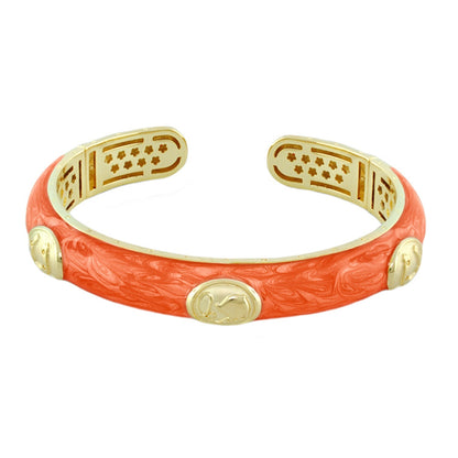 Equestrian Bangle Horse Medallion coral resin with gold-tone ends by Lauren G Adams on Tampa Home & Garden Store