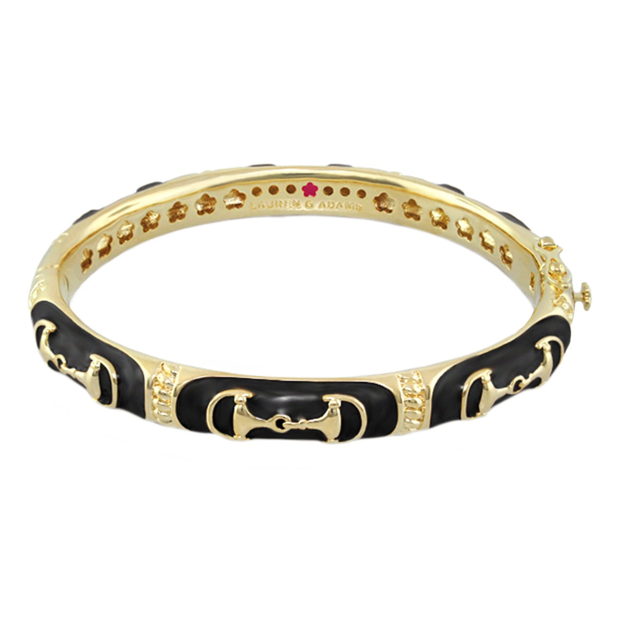 Equestrian bangle, gold-tone with black enamel snaffle motif, Lauren G Adams on Tampa Home & Garden Store