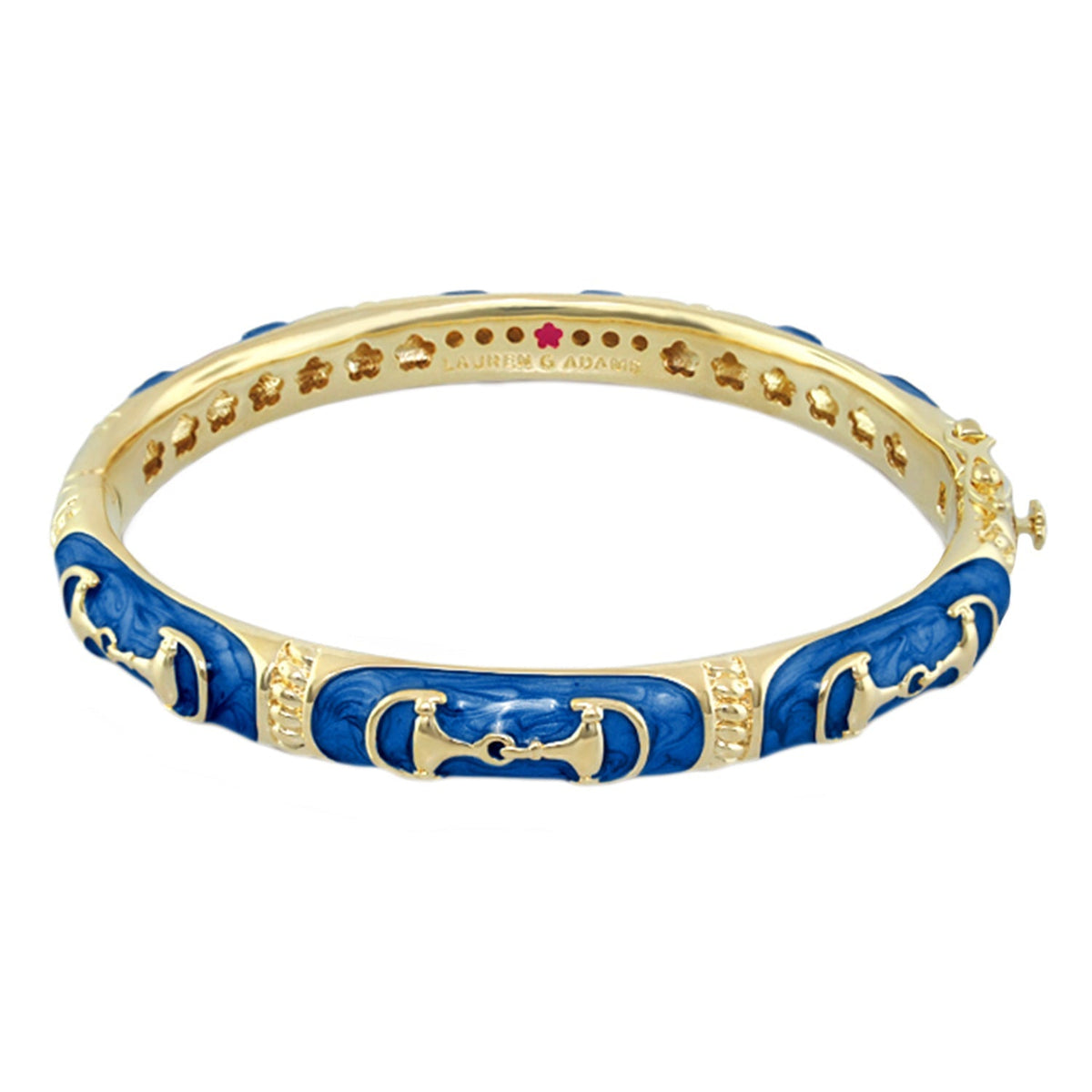 Bracelet Equestrian Bangle — blue enamel with gold-tone snaffle motifs by Lauren G Adams on Tampa Home & Garden Store