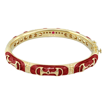 Equestrian Bangle Black Snaffle bracelet gold-tone with red enamel horse-bit, Lauren G Adams on Tampa Home & Garden Store