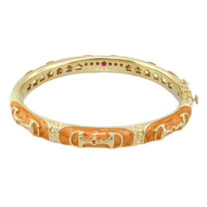 Equestrian Bangle Black Snaffle, gold-tone bracelet with orange enamel, Lauren G Adams on Tampa Home & Garden Store