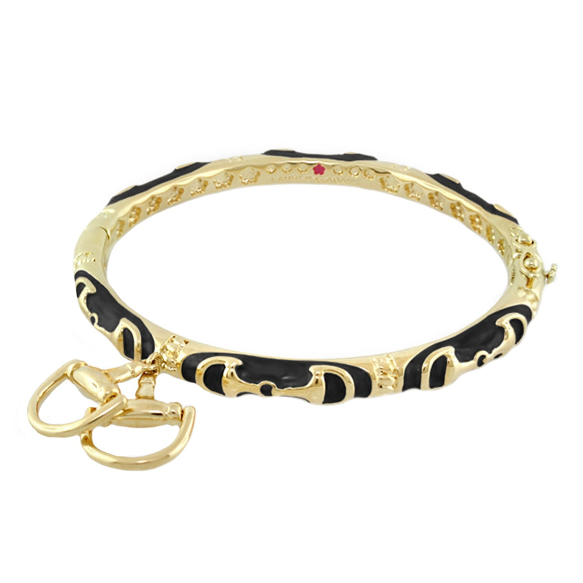 Lauren G Adams Equestrian Horsebit Bangle in gold with black enamel detailing on Tampa Home & Garden Store