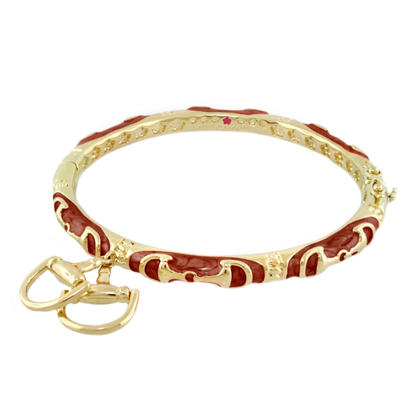 Equestrian Bangle with Horsebit Charm by Lauren G Adams, gold-tone bracelet with red enamel on Tampa Home & Garden Store