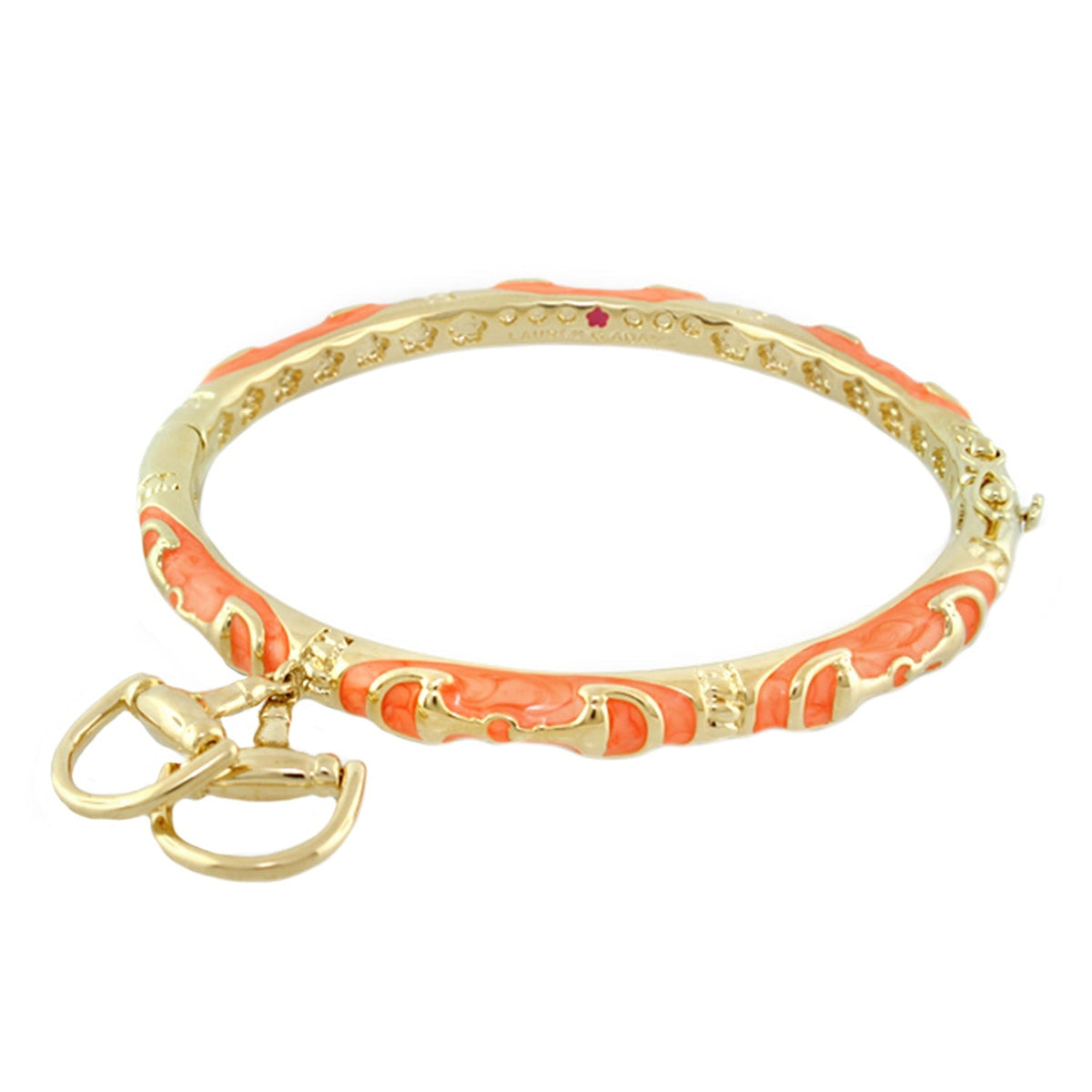Equestrian Bangle Horsebit Charm bracelet by Lauren G Adams gold-tone with coral enamel on Tampa Home & Garden Store