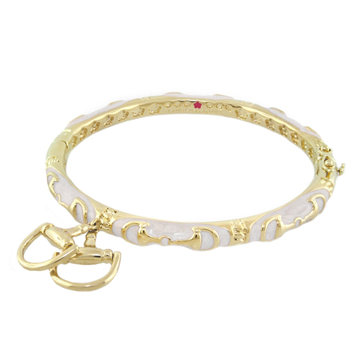 Equestrian Bangle Horsebit Charm by Lauren G Adams in gold-tone with white enamel on Tampa Home & Garden Store