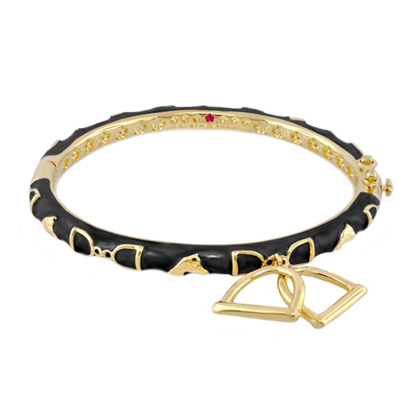 Equestrian Bangle Stirrup Charm gold-tone with black enamel by Lauren G Adams on Tampa Home & Garden Store