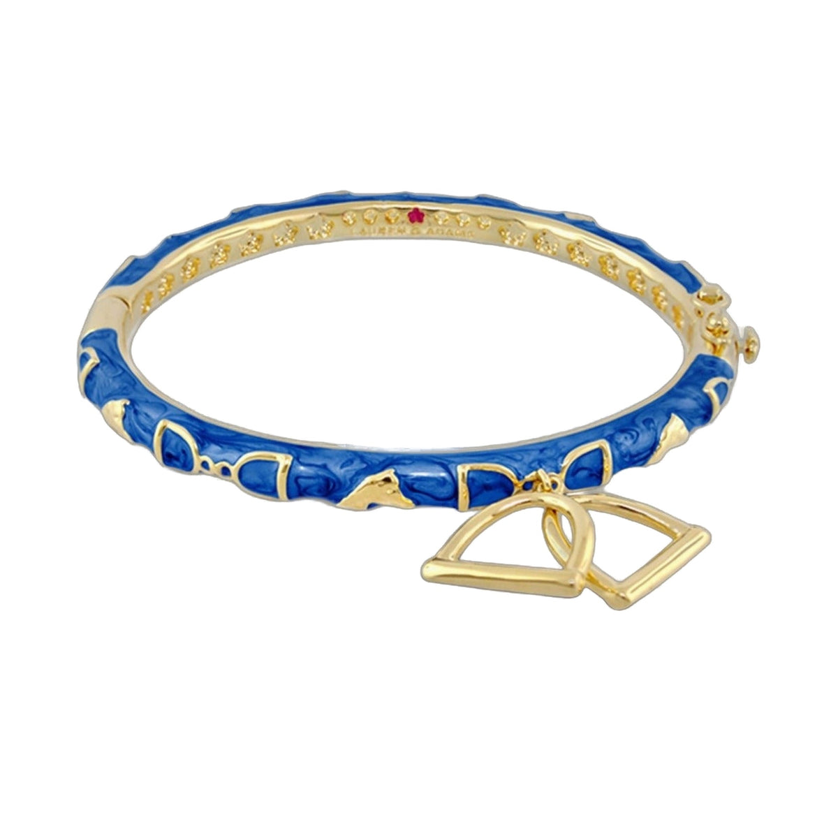 Equestrian stirrup charm bangle in blue enamel with gold accents by Lauren G Adams on Tampa Home & Garden Store