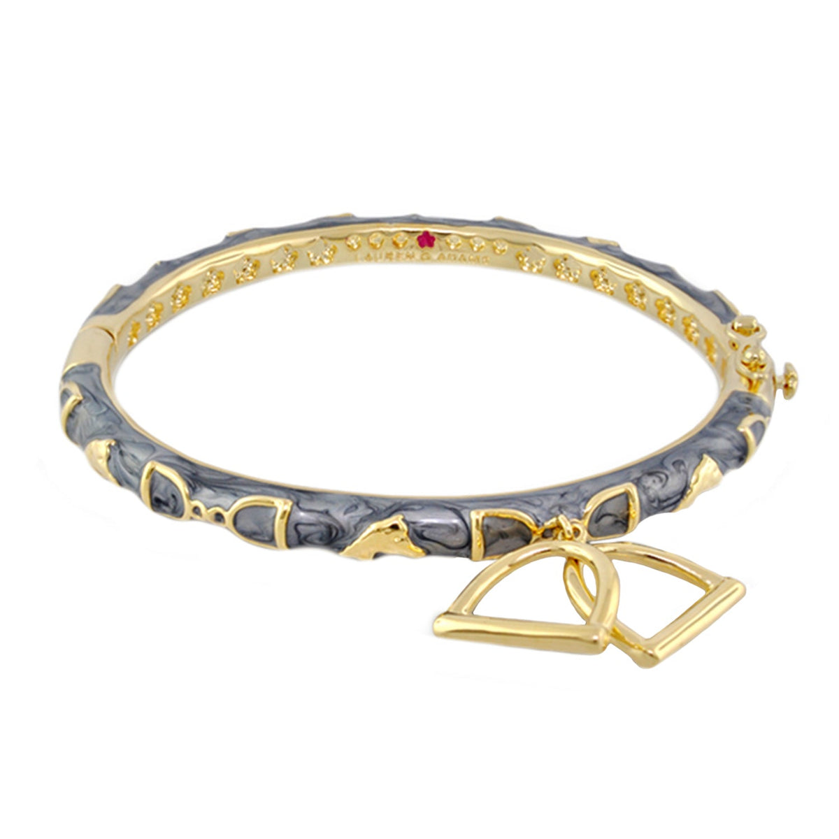 Equestrian Bangle Stirrup Charm bracelet, gold-tone with marbled enamel, Lauren G Adams on Tampa Home & Garden Store