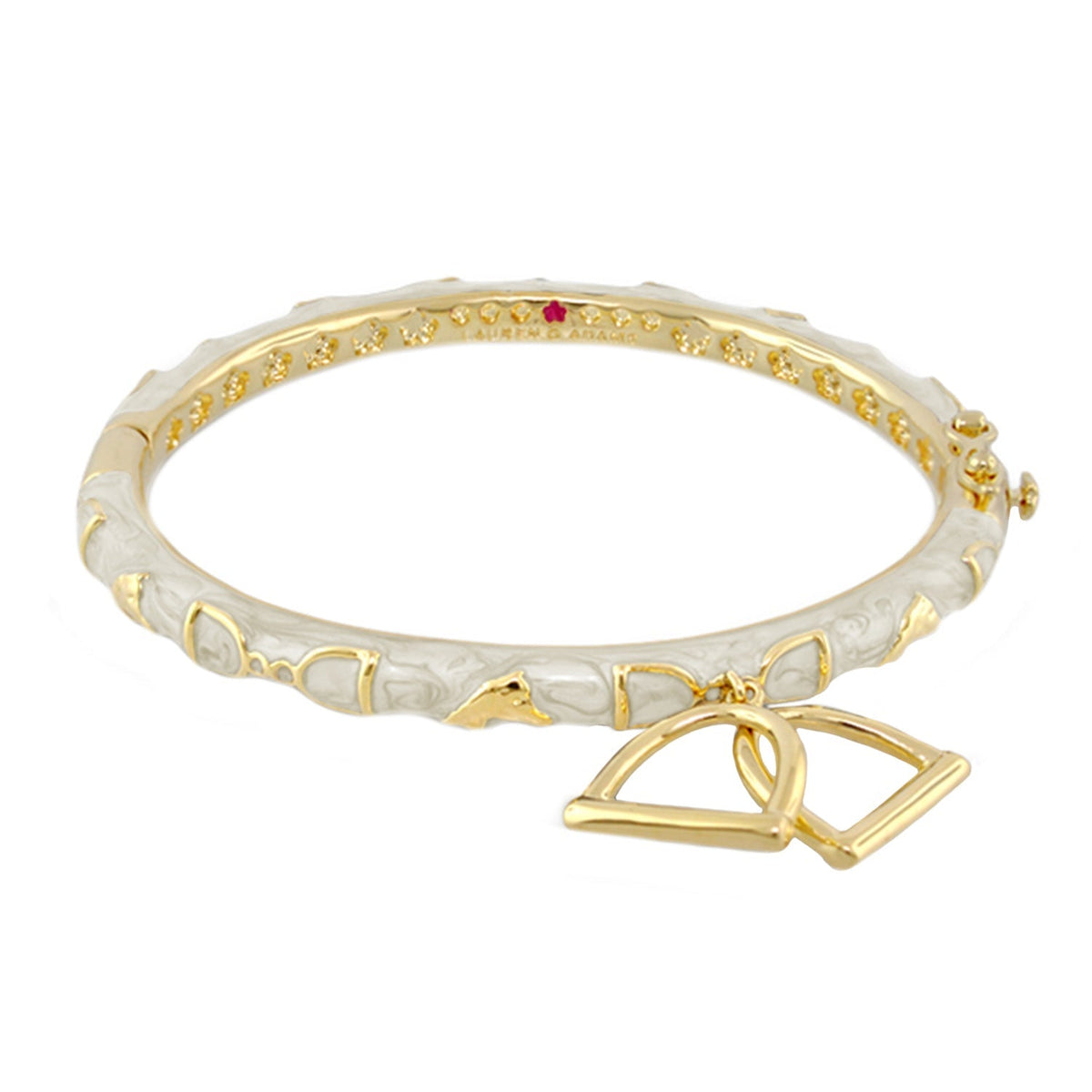 Equestrian Bangle Stirrup Charm cream enamel bracelet with gold accents by Lauren G Adams on Tampa Home & Garden Store