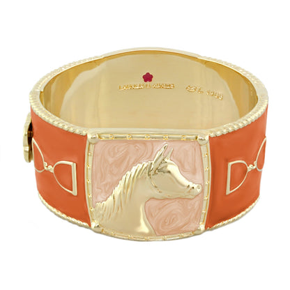 Equestrian Bangle Coral Horse Head by Lauren G Adams, gold-tone, hinged with safety lock on Tampa Home & Garden Store