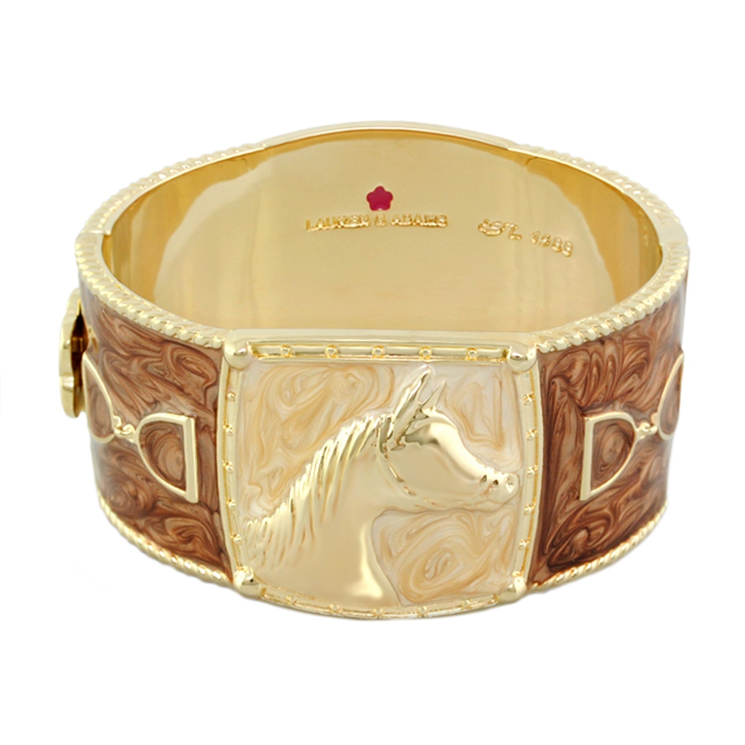 Equestrian Bangle — Coral Horse Head, gold-tone hinged bracelet by Lauren G Adams on Tampa Home & Garden Store