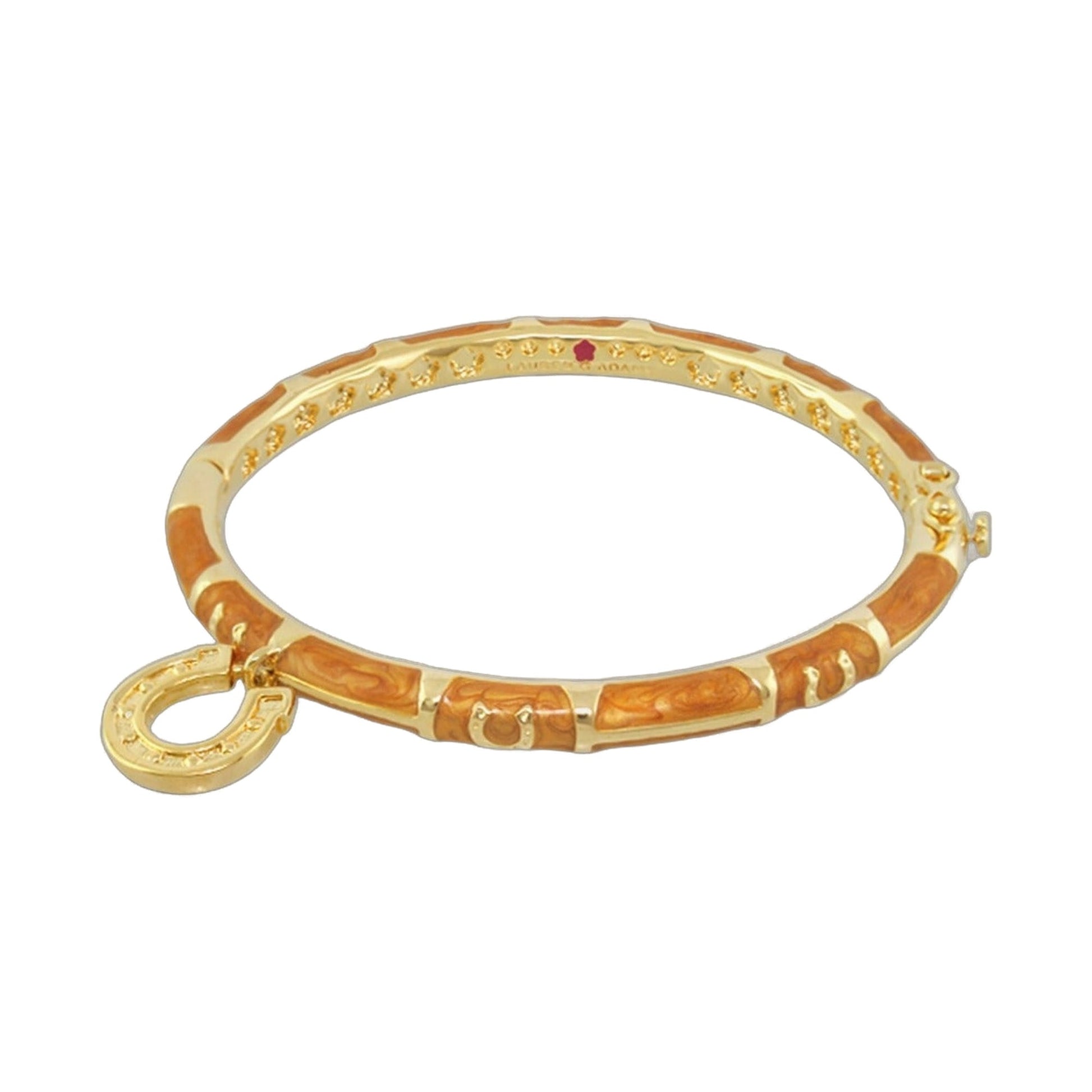 Equestrian Horseshoe Bangle gold-tone with orange enamel accents by Lauren G Adams on Tampa Home & Garden Store
