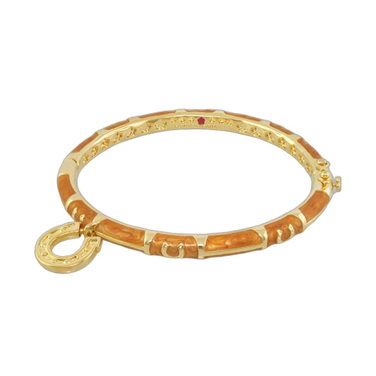 Equestrian Horseshoe Bangle gold-tone with orange enamel accents by Lauren G Adams on Tampa Home & Garden Store