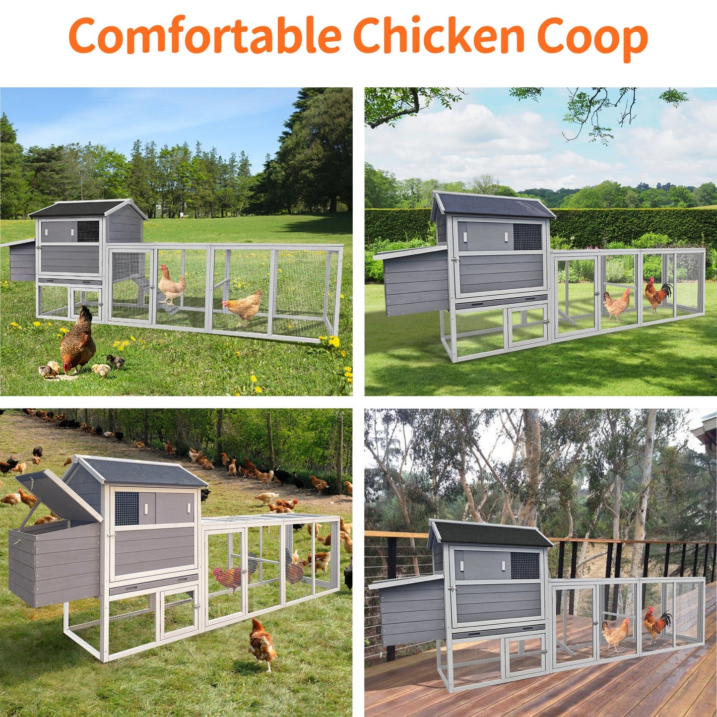 Gray wooden chicken coop with run and nesting box by HouseOfZazla on Tampa Home & Garden Store