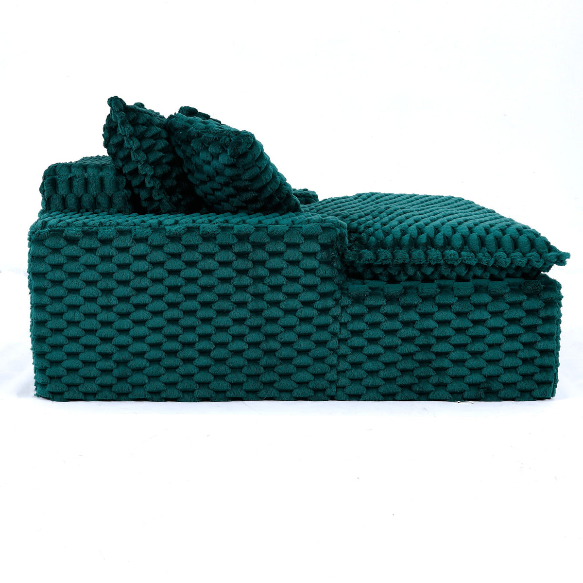 Green Comfort Bearing Sofa with 2 pillows and backrest in knit upholstery by HouseOfZazla on Tampa Home & Garden Store