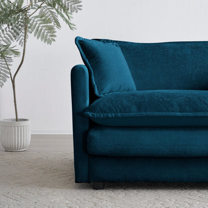 HouseOfZazla teal fabric loveseat with plush cushions; stationary living room sofa on Tampa Home & Garden Store