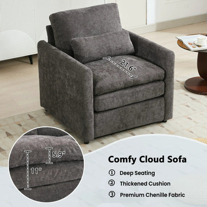 Cozy Upholstered Sofa Chair in dark gray fabric by Unique Piece Furniture, 3-Piece Set on Tampa Home & Garden Store