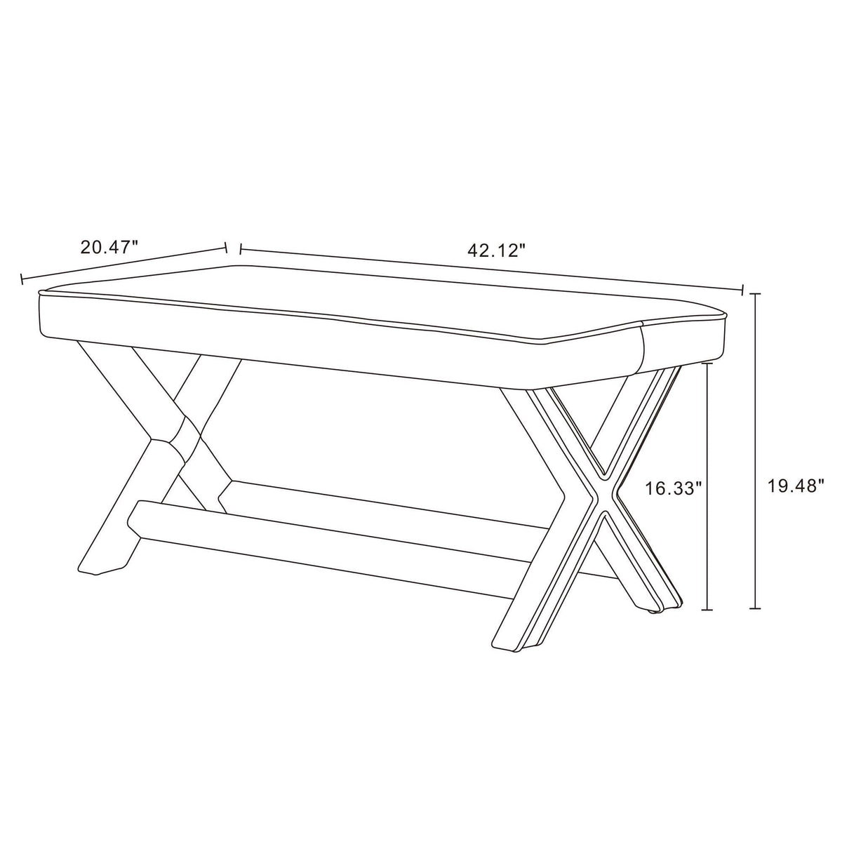 Accent bench with piped cushion and solid wood frame in multiple colors by HouseOfZazla on Tampa Home & Garden Store
