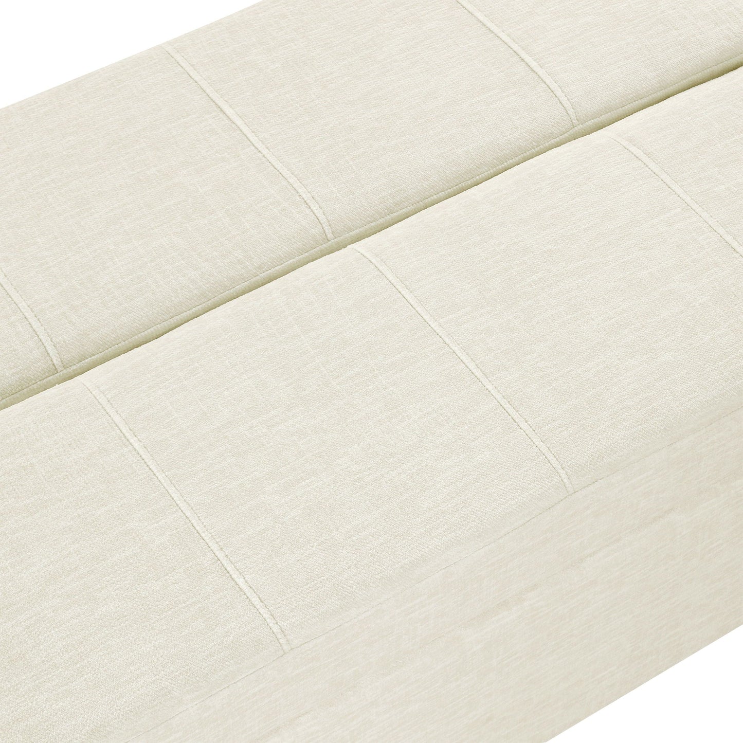 Twin size folding ottoman sleeper bed with cream upholstery and stitched panels on Tampa Home & Garden Store