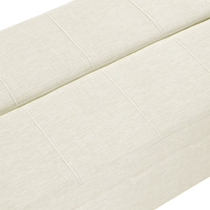 Twin size folding ottoman sleeper bed with cream upholstery and stitched panels on Tampa Home & Garden Store