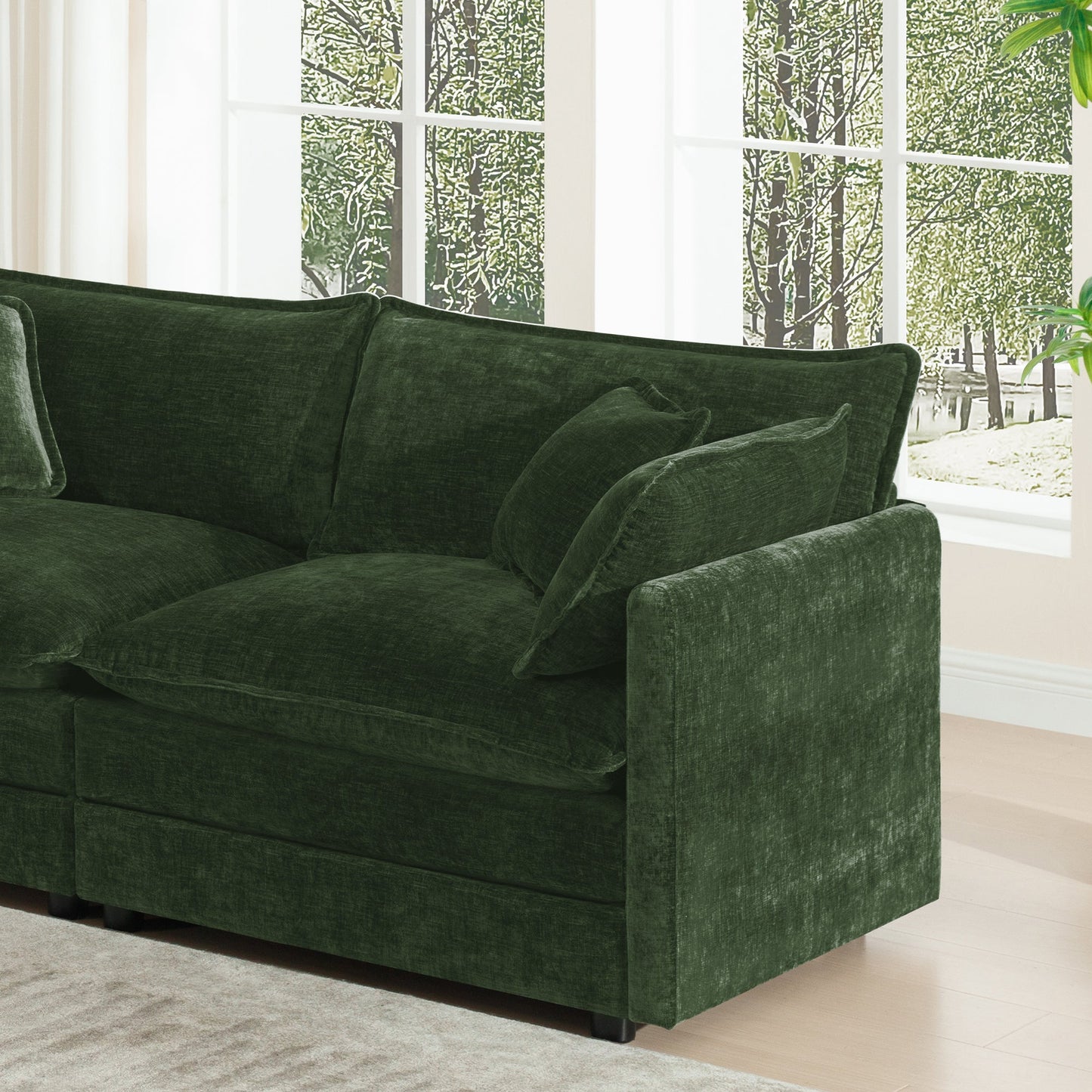 U-Shaped Sectional Sofa with Reversible Footrest in dark green velvet by HouseOfZazla on Tampa Home & Garden Store