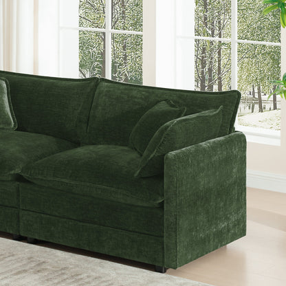 U-Shaped Sectional Sofa with Reversible Footrest in dark green velvet by HouseOfZazla on Tampa Home & Garden Store